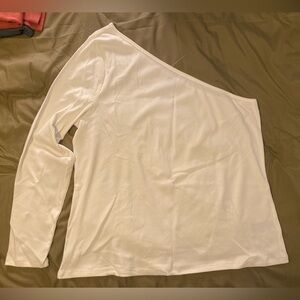 Old Navy White Asymmetrical Blouse with Long Sleeve